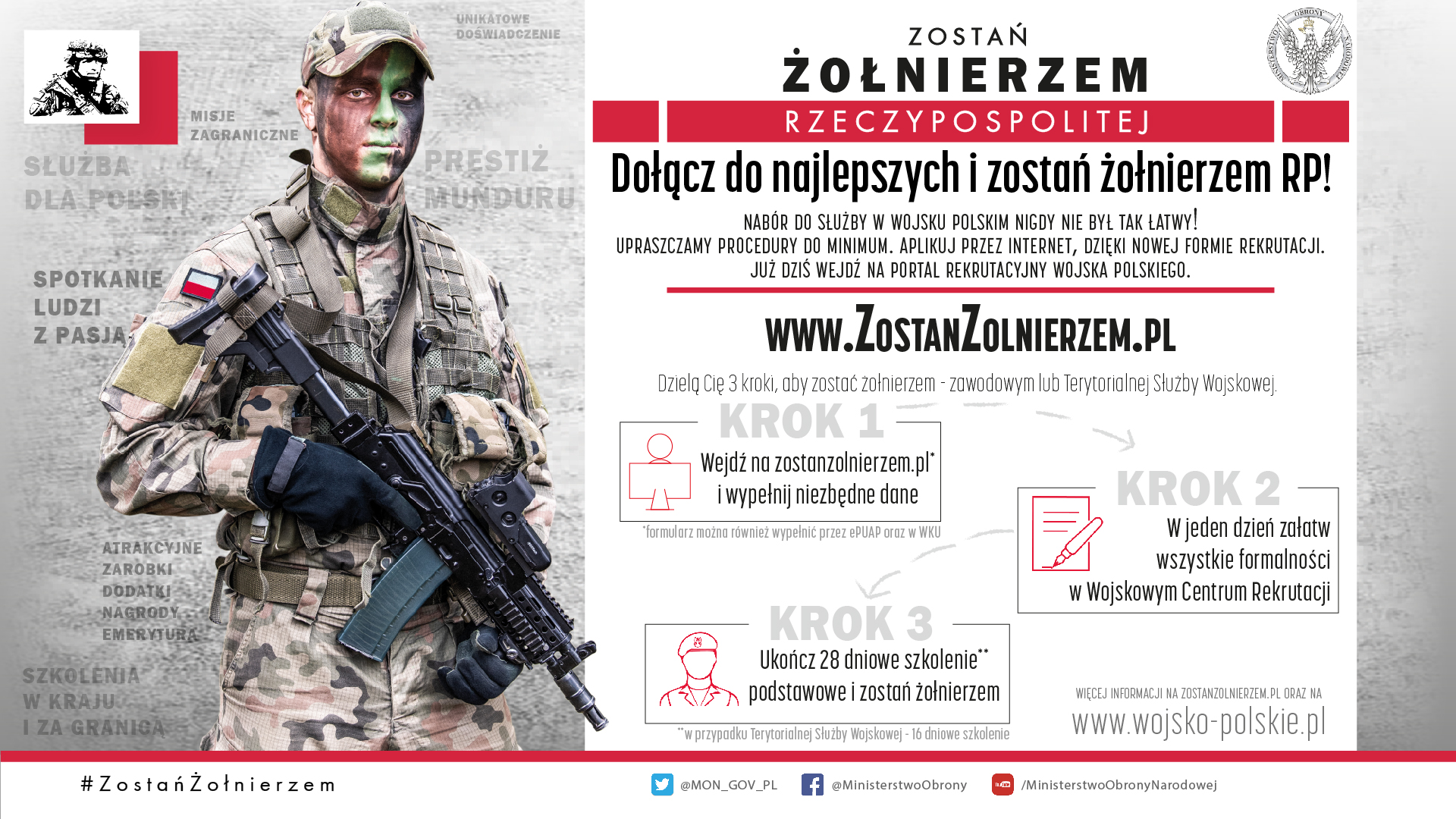 plakat nowego sposbu rekrutacji do Wojska Polskiego
